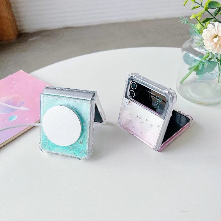 Funda de TPU con purpurina Magsafe para Samsung Galaxy Z Flip7 (morada)