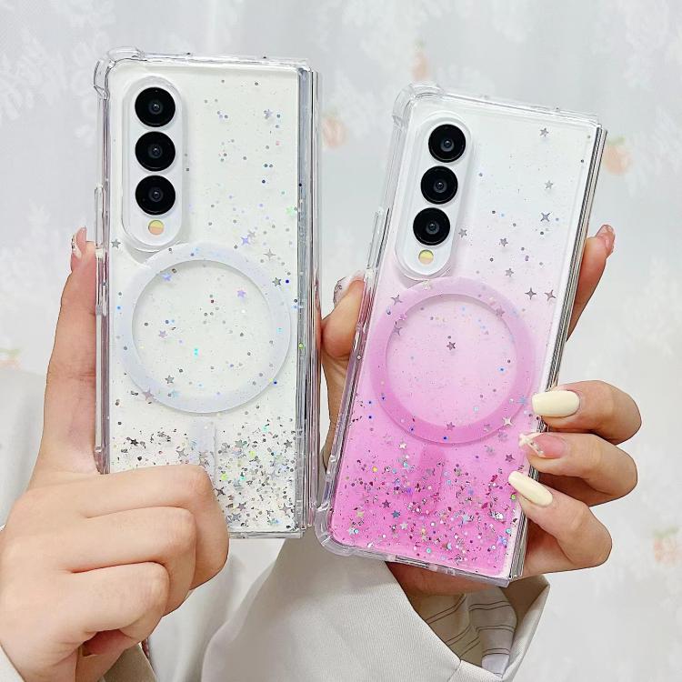 Funda protectora de TPU con purpurina Magsafe para Samsung Galaxy Z Fold7 (morado)