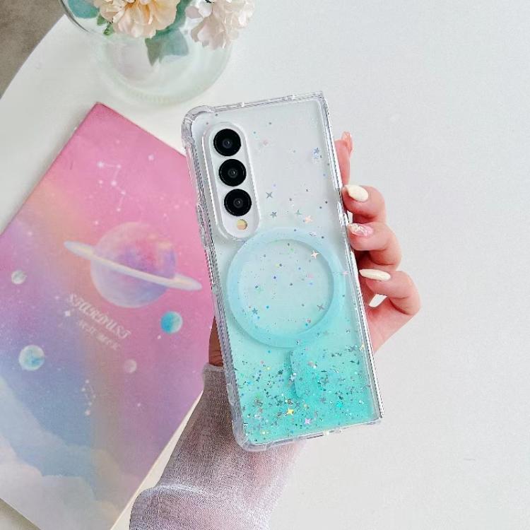 Funda protectora de TPU con purpurina Magsafe para Samsung Galaxy Z Fold7 (morado)