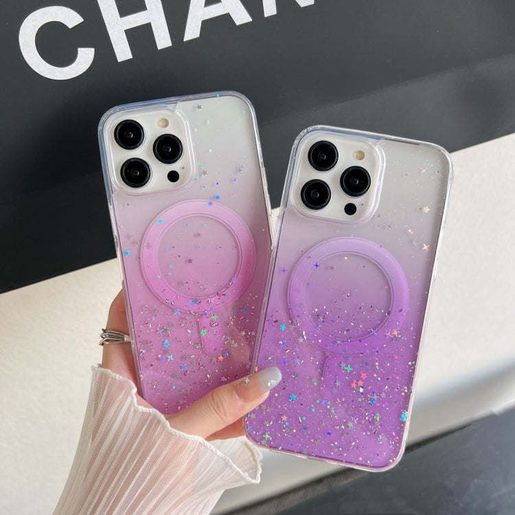 Funda híbrida de TPU transparente con purpurina MagSafe para iPhone 16 Pro (negra)