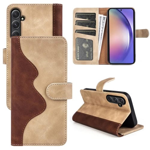 Funda de Teléfono Samsung Galaxy A55 Cuero con Tapa Horizontal con Costura (Amarillo)