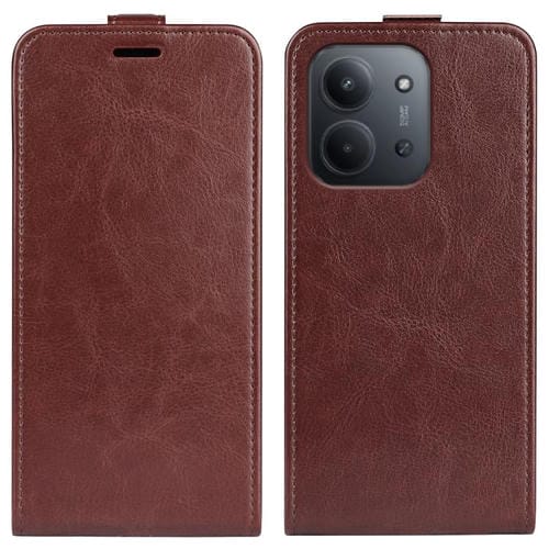 Funda de cuero con tapa vertical para Redmi 15C 4G EU / 15C 5G, 173,1 mm, textura R64 (marrón)
