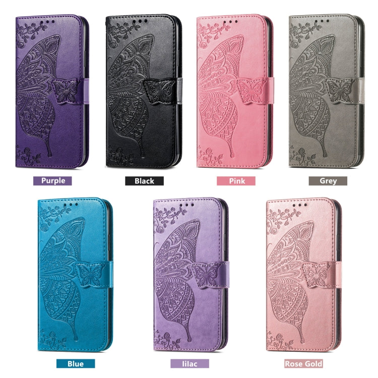 Funda de Cuero para OnePlus Ace 3 Pro con Relieve Mariposa y Flor (Oro Rosa)