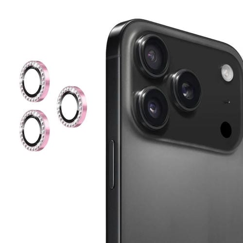 ENKAY AR - Anillo de diamante individual antirreflejo para lente de cámara, película completa de cristal (rosa) para iPhone 17 Pro/17 Pro Max