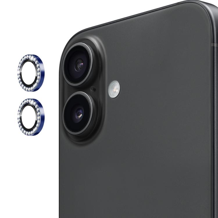 ENKAY AR - Lente de cámara con anillo de diamante individual antirreflejo para iPhone 17 (azul oscuro)