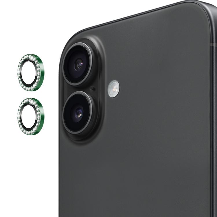 Película completa de cristal para lente de cámara ENKAY AR con anillo de diamante individual antirreflejo para iPhone 17 (verde oscuro)