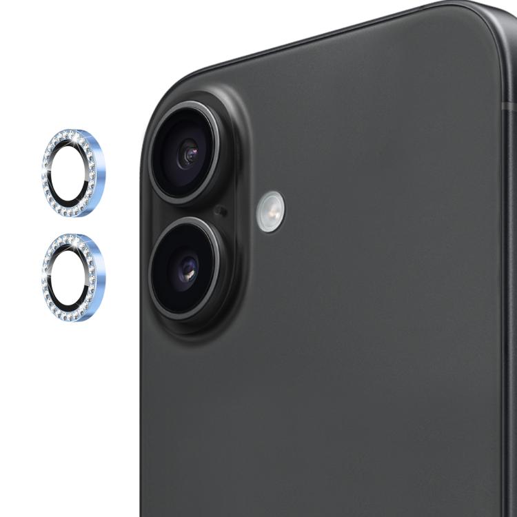 ENKAY AR - Lente de cámara con anillo de diamante individual antirreflejo para iPhone 17 (Azul Sierra)