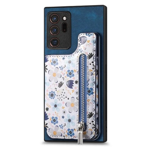 Estuche para Teléfono Samsung Galaxy Note20 con Billetera con Cremallera Pintada Retro (Azul)