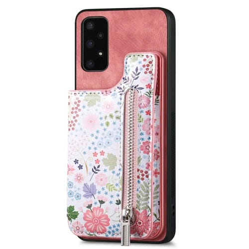 Estuche para Teléfono Samsung Galaxy A23 con Billetera y Cremallera Pintada Retro (Rosa)