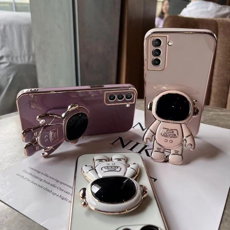 Caja del teléfono Samsung Galaxy A04 con soporte de astronauta de galvanoplastia (Azul)