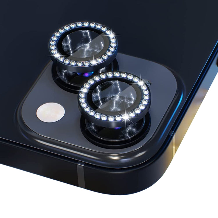 Protector de Lente de Cámara Northjo para iPhone 15/15 Plus Película de Anillo de Diamantes de Imitación Metal Vidrio Templado (Grafito) - MOVILSTORE