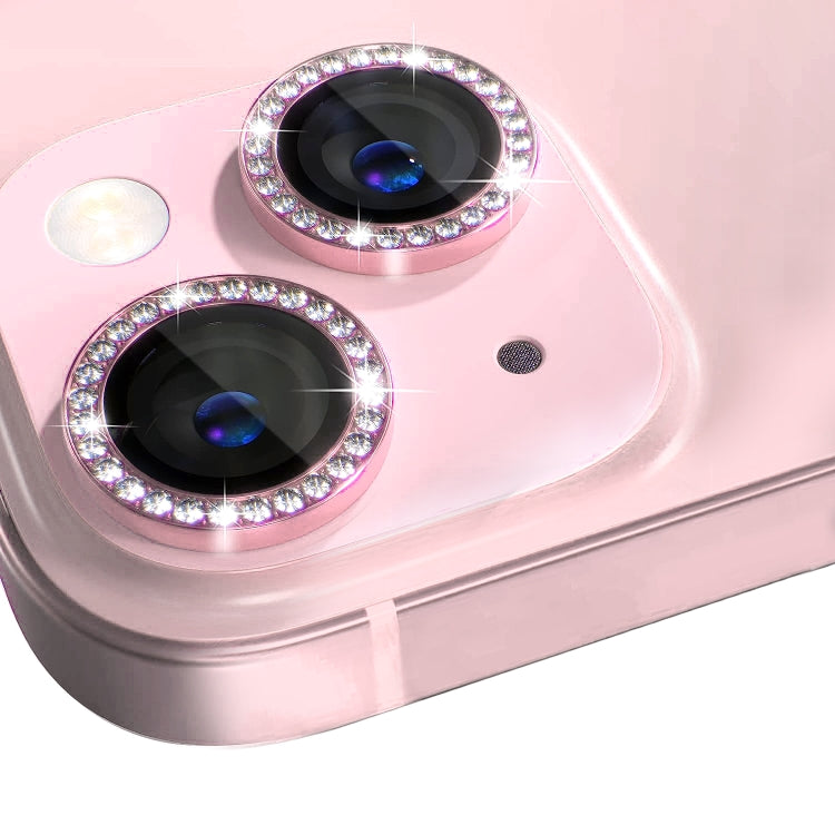 Protector de Lente de Cámara Northjo para iPhone 15/15 Plus Película Anillo Diamantes Metal Vidrio Templado (Rosa) - MOVILSTORE