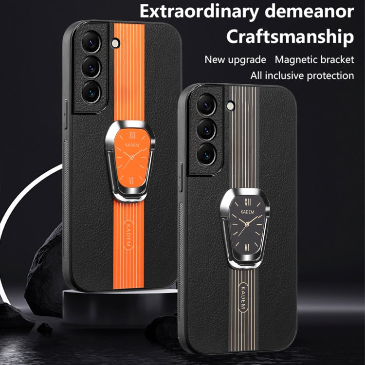 Estuche Magnético para Teléfono Samsung Galaxy S22+ 5G Parte Trasera Cuero Litchi con Soporte (Negro)