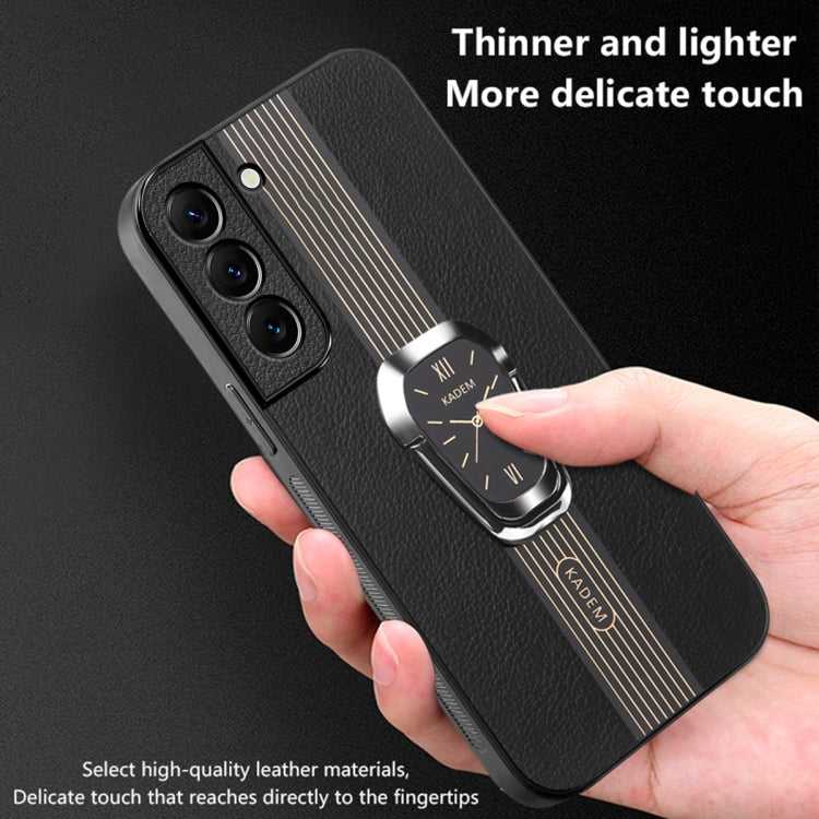 Estuche Magnético para Teléfono Samsung Galaxy S22+ 5G Parte Trasera Cuero Litchi con Soporte (Negro)
