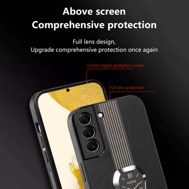 Estuche Magnético para Teléfono Samsung Galaxy S22+ 5G Parte Trasera Cuero Litchi con Soporte (Negro)