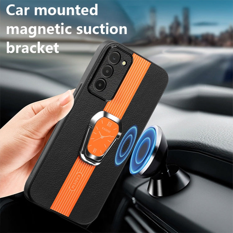 Estuche Magnético para Teléfono Samsung Galaxy S20 FE con Parte Trasera de Cuero Litchi y Soporte (Naranja)