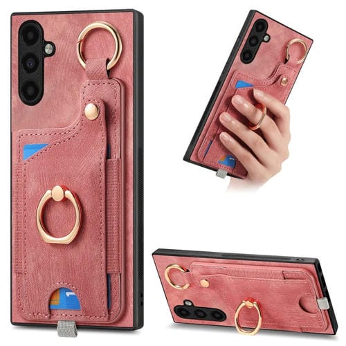 Funda para Teléfono Samsung Galaxy A24 con Bolsa para Tarjeta Anillo y Lazo (Rosa)