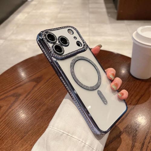 Funda de TPU MagSafe con revestimiento de diamante para iPhone 17 Pro (azul)