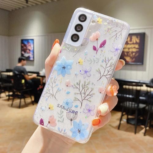 Funda para Samsung Galaxy A35 TPU Epoxi Floral Pequeña Fresca (Azul)