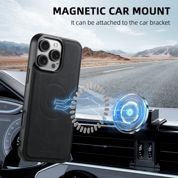 Funda para Teléfono Suteni H16 Cuero Textura de Lichi Tapa Trasera Desmontable para iPhone 16E (Negro)