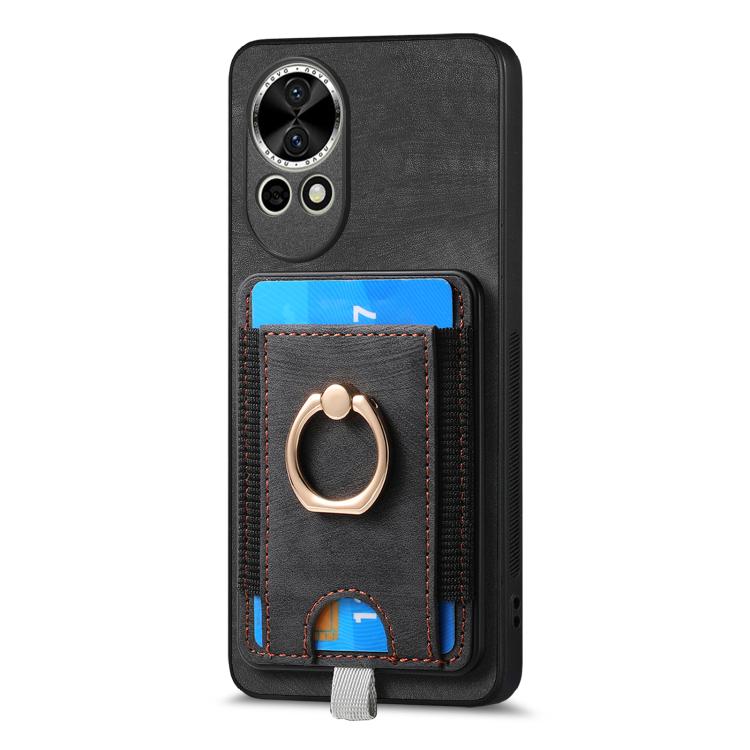 Funda de Cuero para Huawei Nova 13 Pro con Tarjetero Magnético Divisible Retro (Negro)