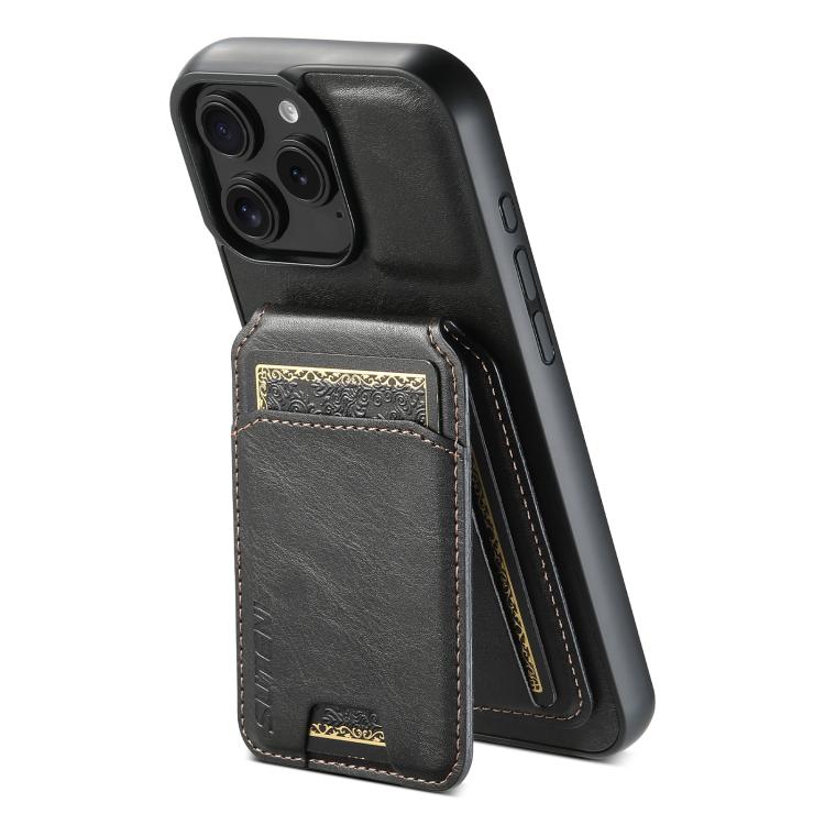 Funda de Cuero para iPhone 16E Suteni H02 Tipo Billetera con Tapa y Soporte (Negra)