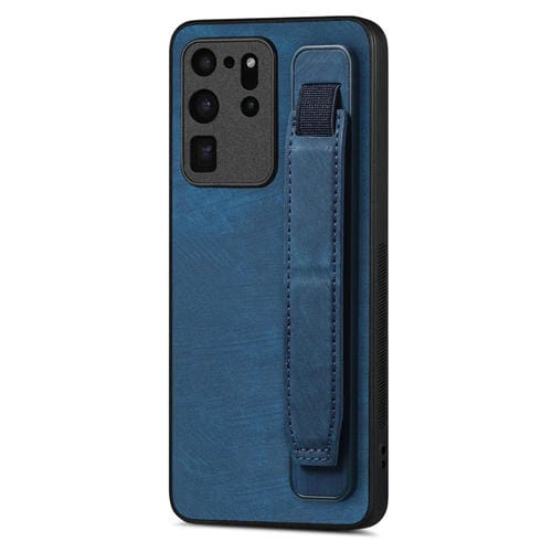 Funda Trasera Samsung Galaxy S20 Ultra 5G Cuero con Soporte para Pulsera (Azul)