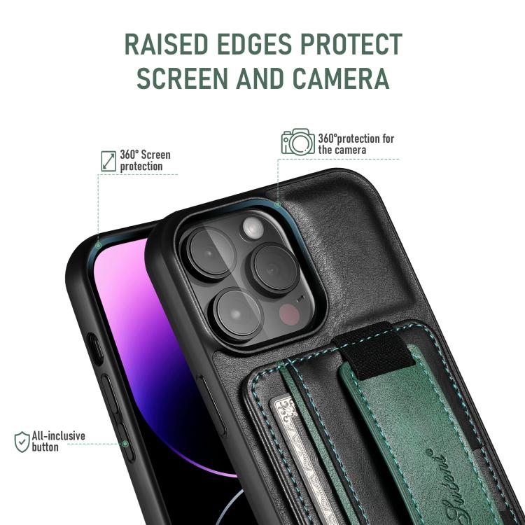 Funda para Teléfono Suteni H13 con Correa para Muñeca y Tarjetero para iPhone 16E (Negra)