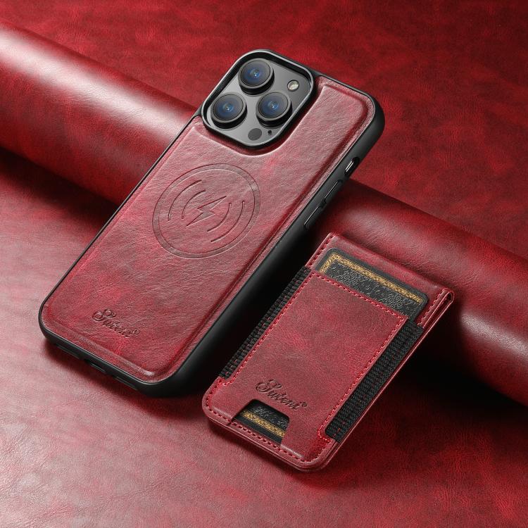 Funda para Teléfono Suteni H17 Oil Eax con Billetera Desmontable Magsafe para iPhone 16E (Rojo)