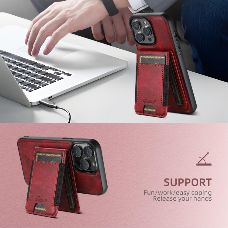 Funda para Teléfono Suteni H17 Oil Eax con Billetera Desmontable Magsafe para iPhone 16E (Rojo)