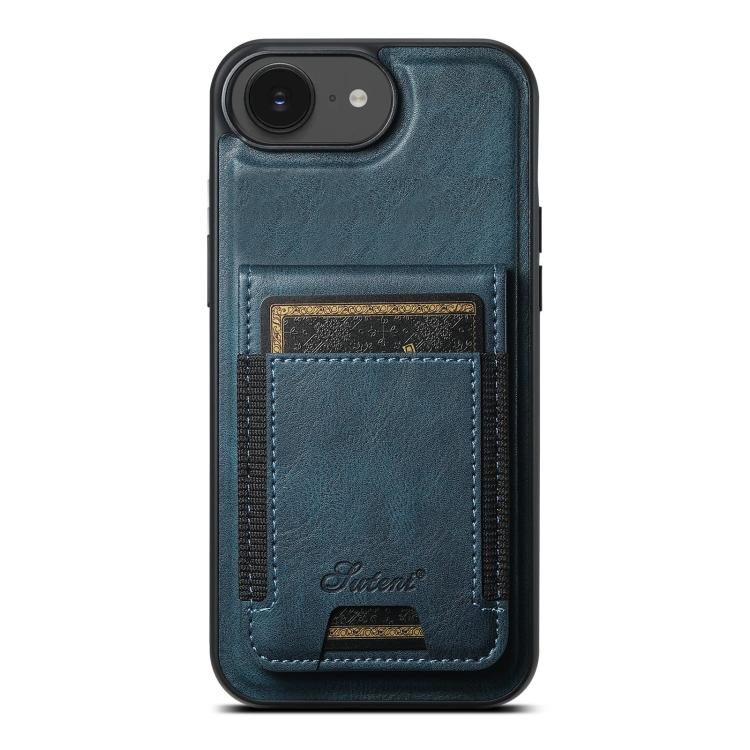 Funda de Cuero Desmontable Suteni H17 Oil Eax con Tapa Magnética para iPhone 16E (Azul)
