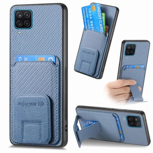 Funda para Teléfono Samsung Galaxy A12 5G con Soporte Plegable y Bolsa para Tarjetas (Azul)