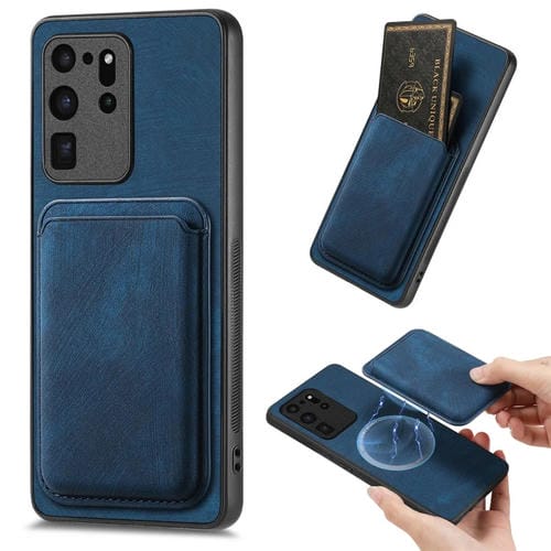 Funda para Samsung Galaxy S20 Ultra Cuero Retro Tarjeta Magnética (Azul)