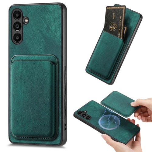 Funda de Teléfono Samsung Galaxy A13 5G Magnética con Bolsa de Tarjeta Cuero Retro (Verde)