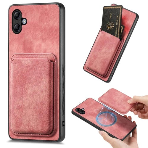 Funda de Teléfono Samsung Galaxy A04E Magnética con Bolsa de Tarjeta Cuero Retro (Rosa)