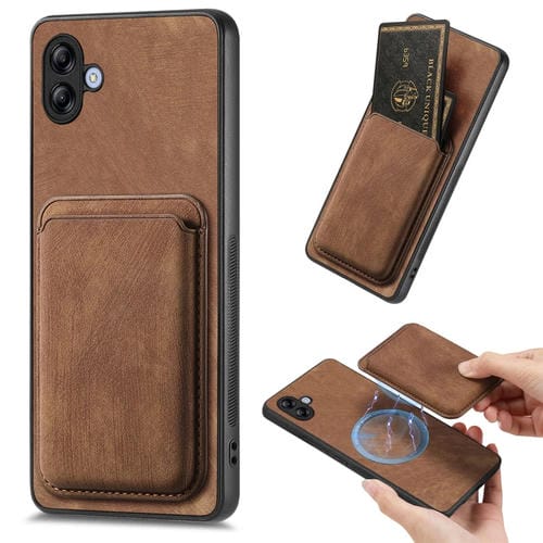 Funda de Teléfono Samsung Galaxy A04 Magnética con Bolso de Tarjeta de Cuero Retro (Marrón)