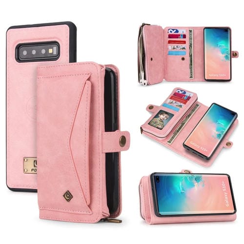 Funda para Samsung Galaxy S10 con Billetera y Cremallera Multifuncional (Rosa)