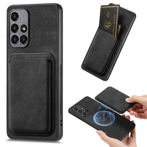 Funda de Teléfono Samsung Galaxy A51 5G Magnética con Bolsa de Tarjeta Cuero Retro (Negro)