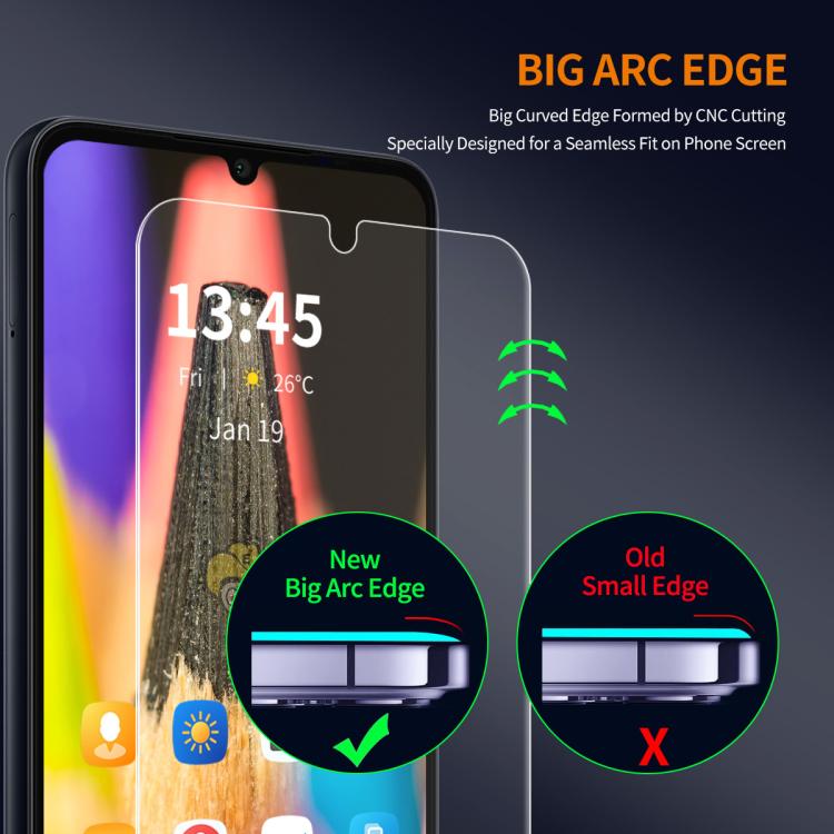 Película de vidrio templado ENKAY 9H con borde de arco grande de aluminio y silicio para Redmi 15C 4G de 173,1 mm