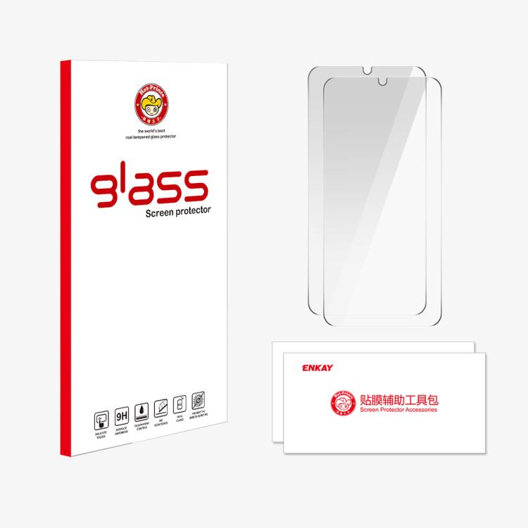 Para Redmi 15C 4G 173,1 mm 2 piezas ENKAY 9H Big Arc Edge Película de vidrio templado de aluminio y silicio de alta calidad