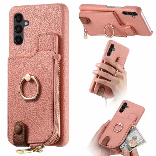Funda para Samsung Galaxy A34 Litchi Leather Oil Edge Ring Zipper Wallet Back (Rosa)