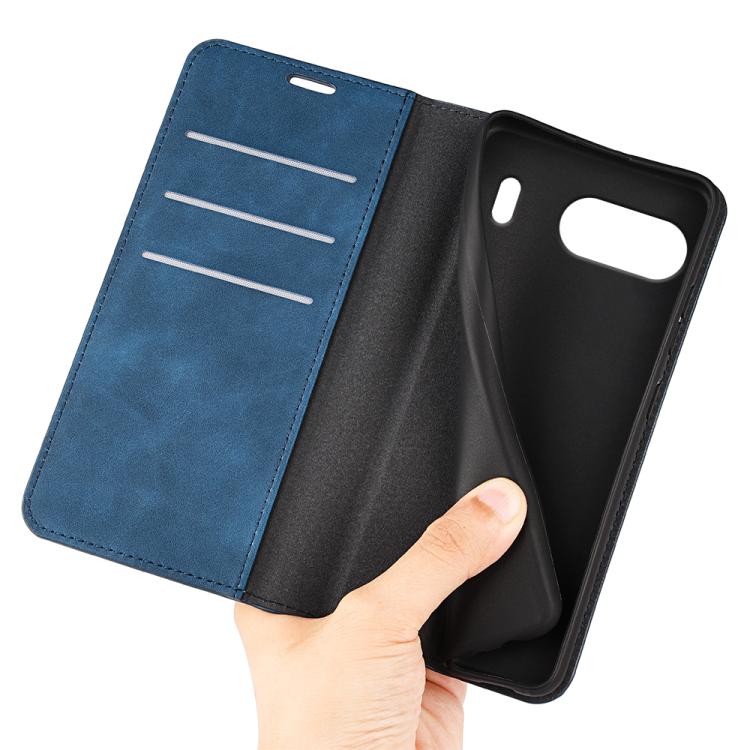 Funda de Cuero con Ventosa Magnética para OnePlus Nord 4 Retro-Skin (Azul Oscuro)
