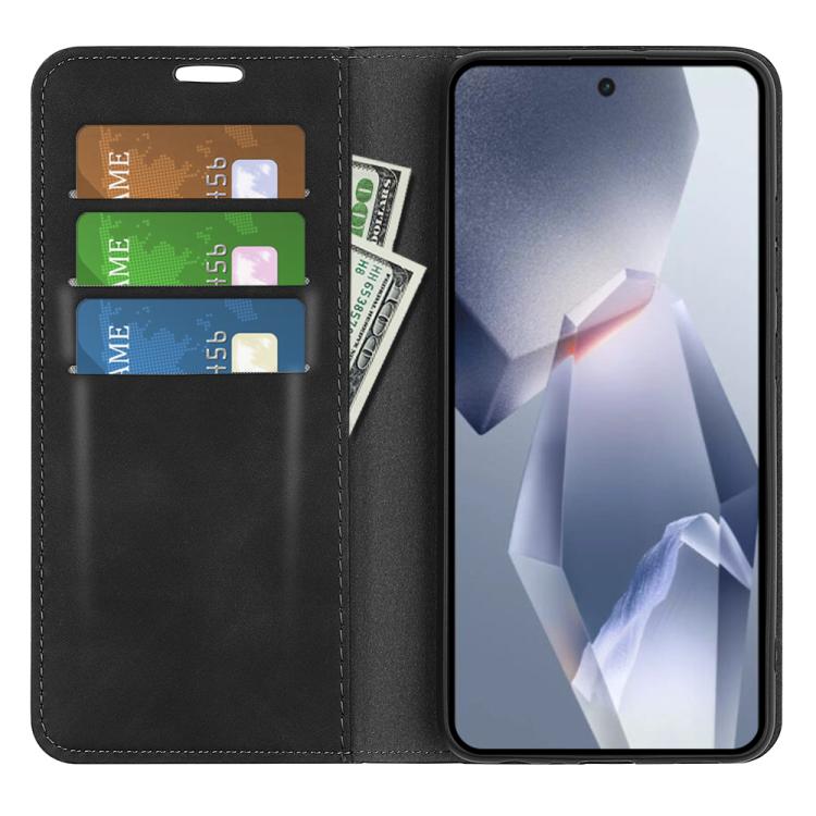 Funda de Cuero con Ventosa Magnética para OnePlus Ace 5 Pro Retro-Skin (Negra)