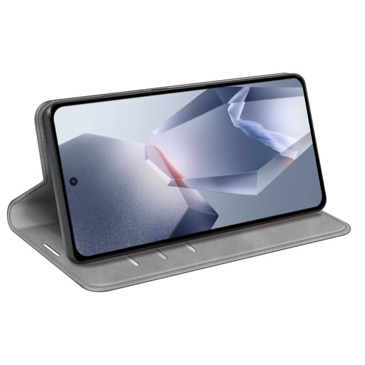 Funda de Cuero con Ventosa Magnética para OnePlus Ace 5 Pro Retro-Skin (Gris)