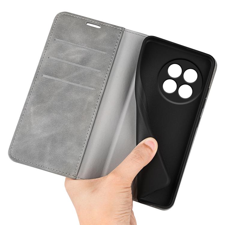 Funda de Cuero con Ventosa Magnética para OnePlus Ace 5 Pro Retro-Skin (Gris)