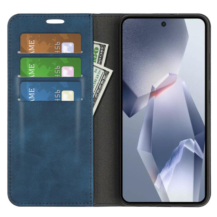 Funda de Cuero con Ventosa Magnética OnePlus Ace 5 Pro Retro-Skin (Azul Oscuro)