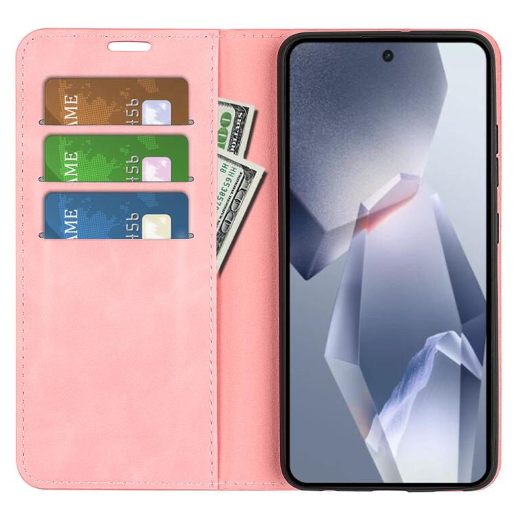 Funda de Cuero con Ventosa Magnética para OnePlus Ace 5 Pro Retro-Skin (Rosa)