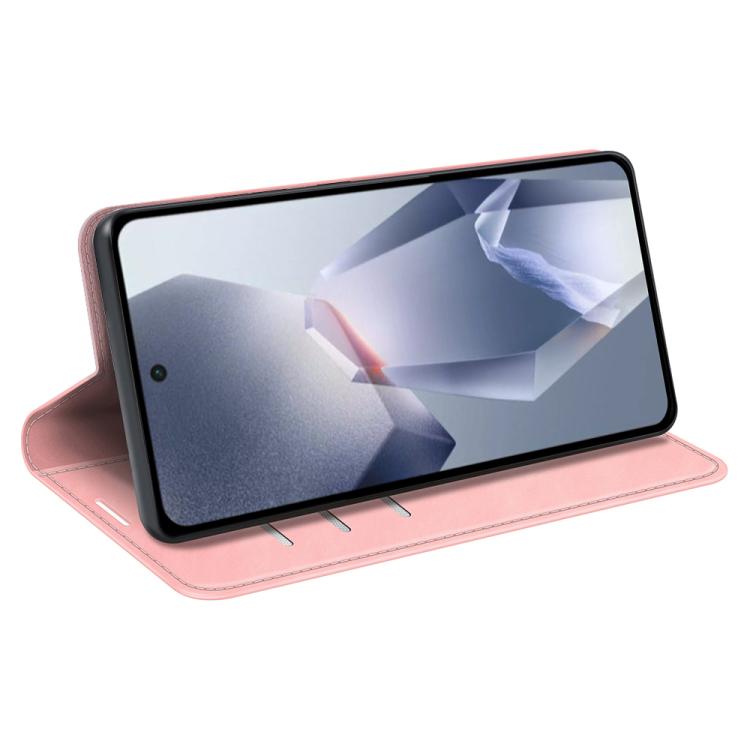 Funda de Cuero con Ventosa Magnética para OnePlus Ace 5 Pro Retro-Skin (Rosa)