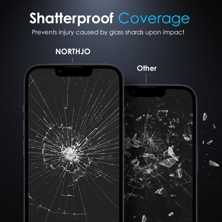 Película de Vidrio Templado Northjo iPhone 16E Impresión de Seda Pegamento Total Privacidad (28 Grados)