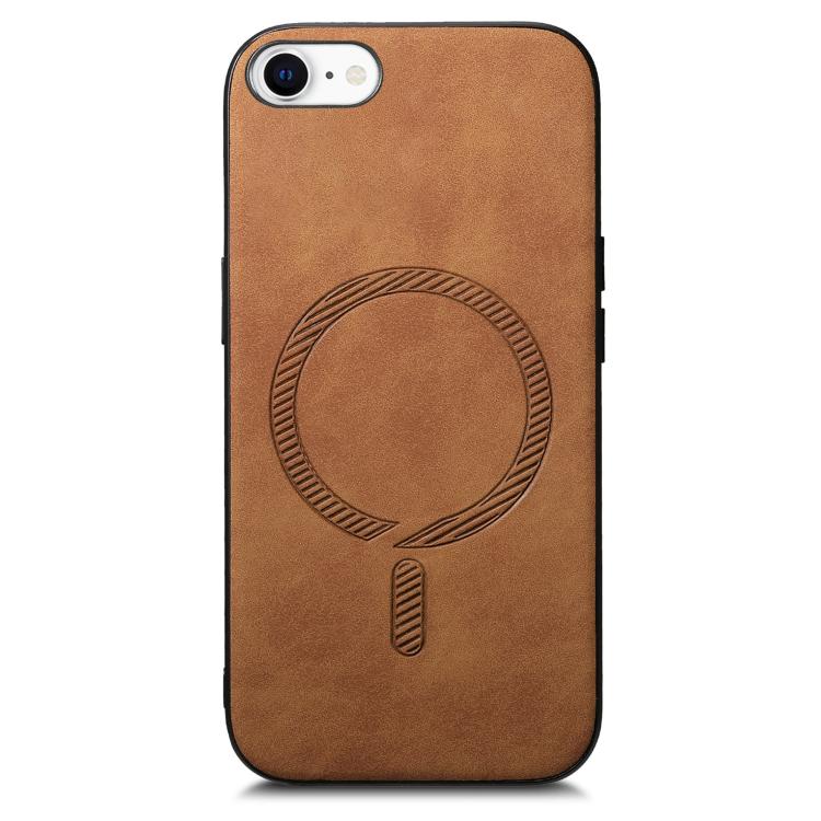Funda Trasera PU Magsafe para iPhone 16E Retro Color Sólido (Marrón)